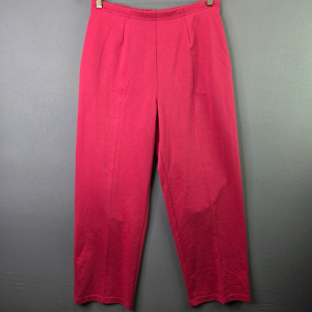 Blast Knit Pants Straight Leg Elastic Waist Pleated M Short Pink Comfort Stretch